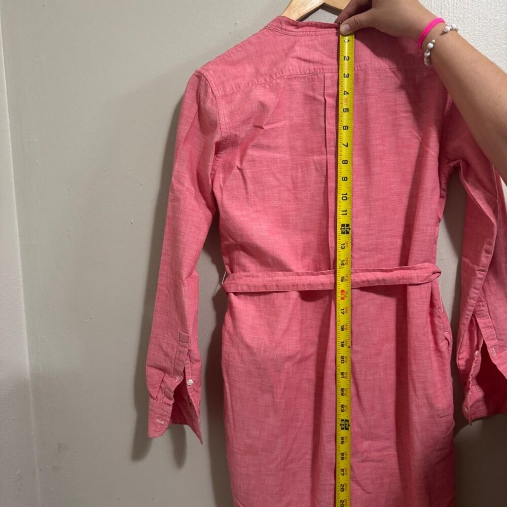 Gap WomensDress XS Shirt Button Up Long Sleeve Coral Red Chambray Relaxed Cotton - Picture 5 of 13